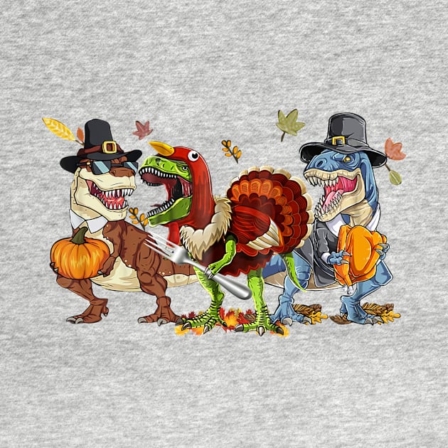 Dinosaur T-rex Turkey Halloween Shirt by Krysta Clothing